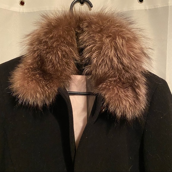 Nicole Miller New York Faux Pink Fur Black Wool coat Size 4. - Picture 3 of 5
